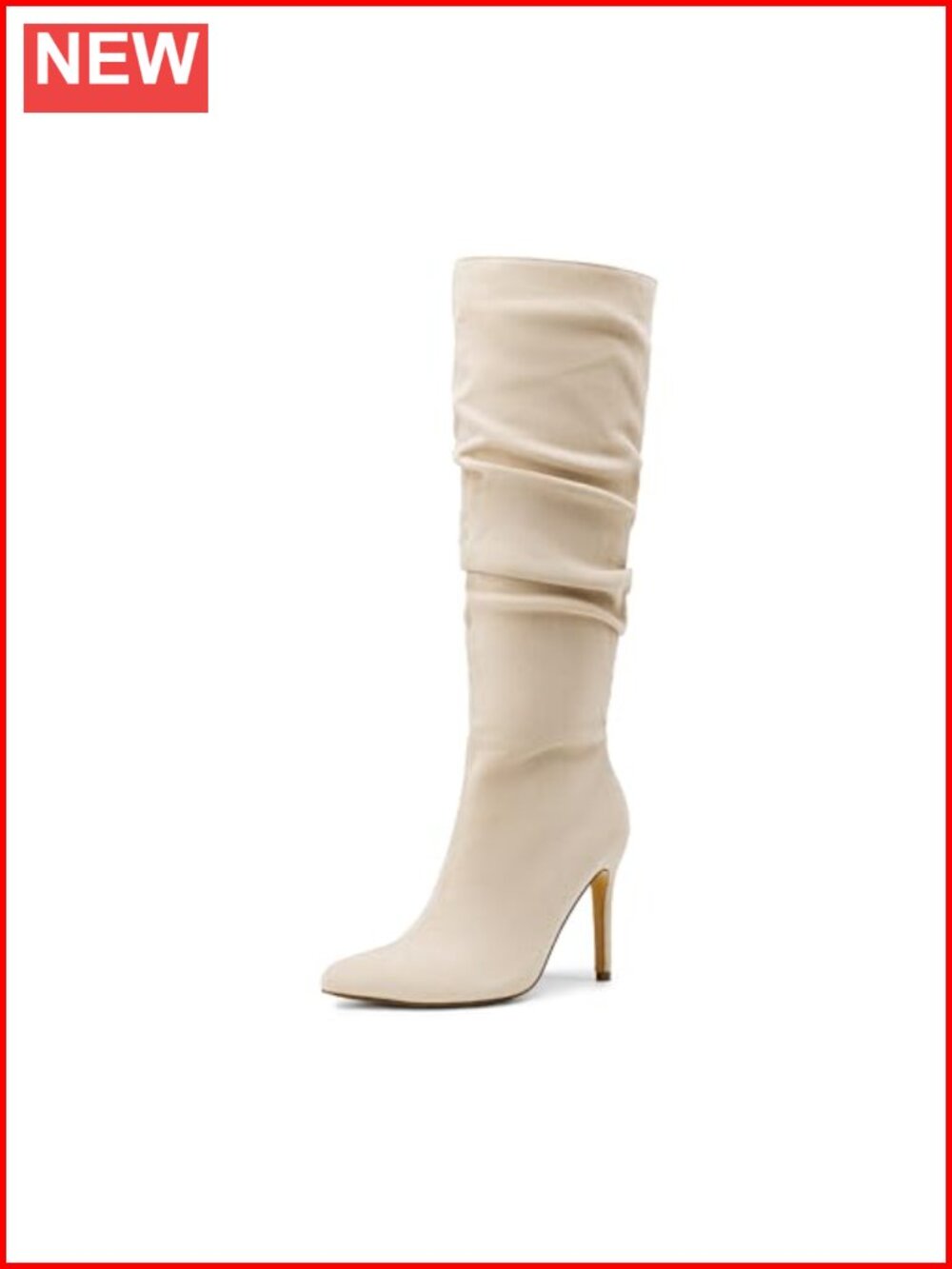 DREAM PAIRS Women's Slouch Knee High Stiletto Boots Faux Suede Zip
